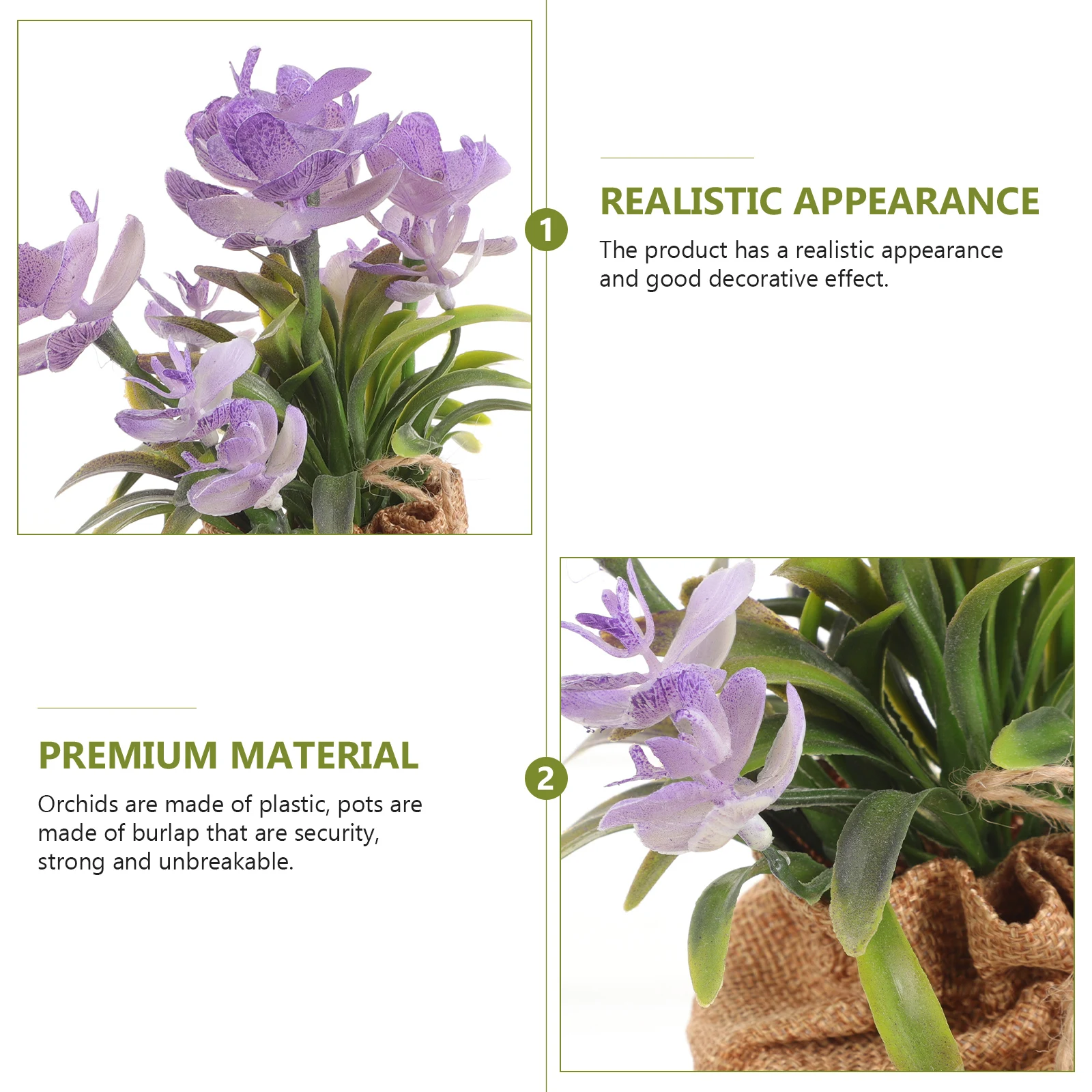 

2pcs Burlap Potted Artificial Orchid Lavender Fake Flowers Home Wedding Decor Simulated Orchid Arrangements Flower Bonsai