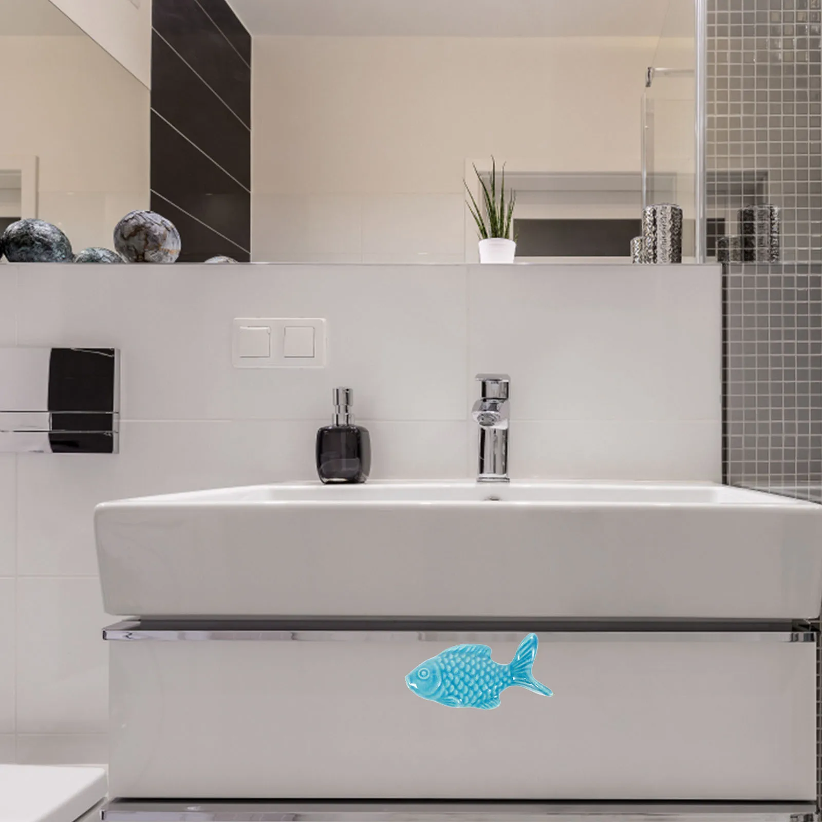 

Ceramic Cabinet Handle Fish Shape Simple Design Dresser Drawer Pull Wardrobe Furniture Knob Decorative Kitchen Door Pull