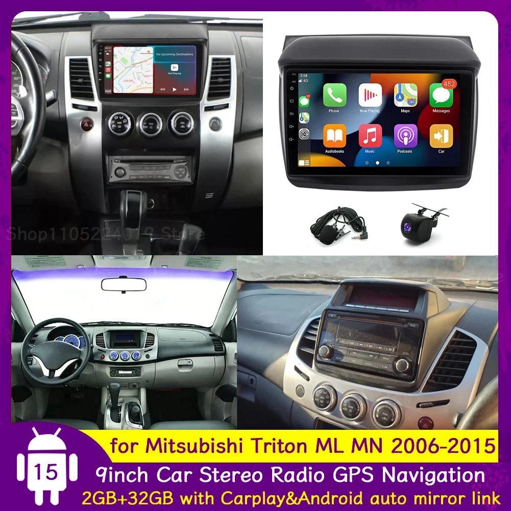 

9'' Car Stereo GPS Navigation Head Unit for Mitsubishi Triton ML MN 2006-2015 Android15 with Carplay Android Auto WiFi FM 2+32G