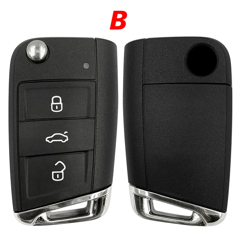 CS001040 Aftermarket 3 Button Flip Remote Key For VW MQB Replacement Shell Metal Plastic Bottom HU162T And HU66 Blade