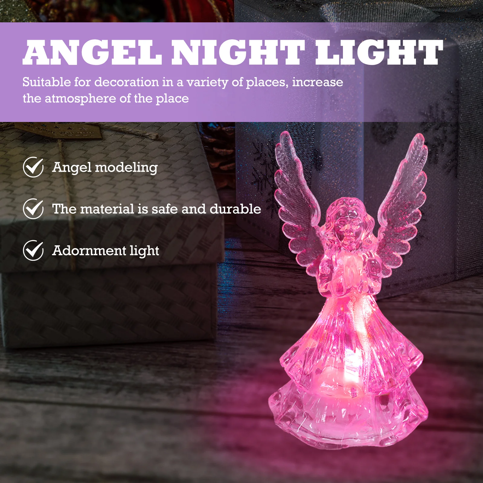 5 قطعة عيد الميلاد مضيئة الملاك زخرفة الاكريليك مصباح ديكور عيد الميلاد حفلة المشهد سطح المكتب ليلة ضوء سطح المكتب ديكور الملاك حلية #1