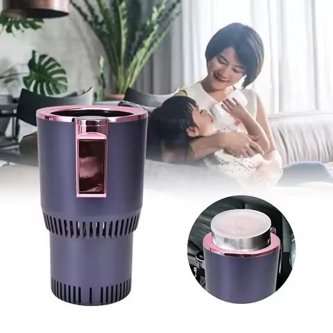 Car Cup Warmer Digital Display Intelligent Car Cooling Cup for Milk Tea Canned Drinks Bottled Mineral Water Dark Purple