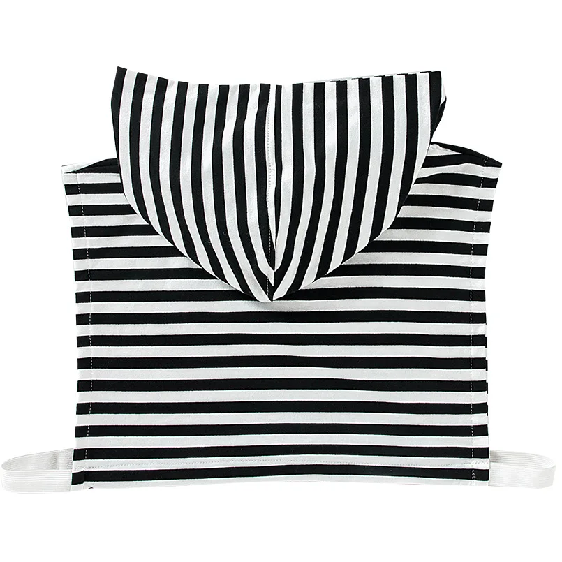 Women Girls Fake Collar with Hoodie Cap Autumn Ladies Striped Cotton Half-Shirts Sweater Decorative Sunscreen Hat Decoration image 5