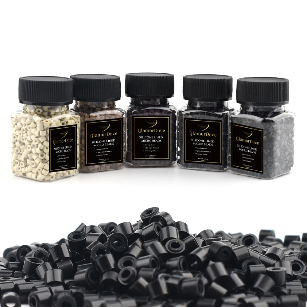

GlamorDove 4.0mm Micro Beads Color Matching Silicone Rings for I Tip and Weft Hair Extensions Invisible Secure Grip