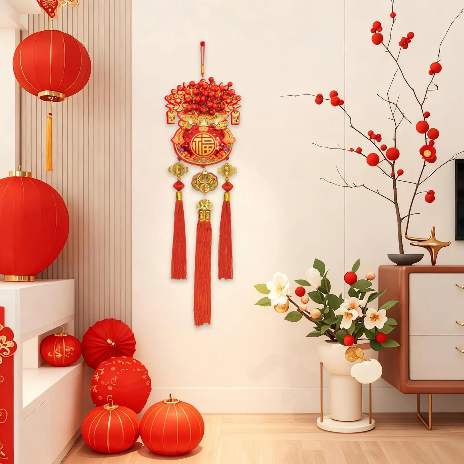 Chinese Decorations 2026 Pendant With Tassels Decorative Festive Tree Ornaments For Living Room Hall Entryway Balcony Door view 2