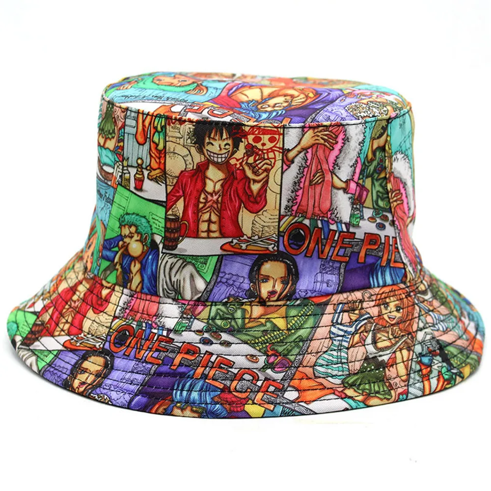 One Piece Anime Hat Luffy Zoro Nami Chopper Sanji Adult Unisex Bucket Caps Fisherman Summer Sun Hats Cosplay Cap