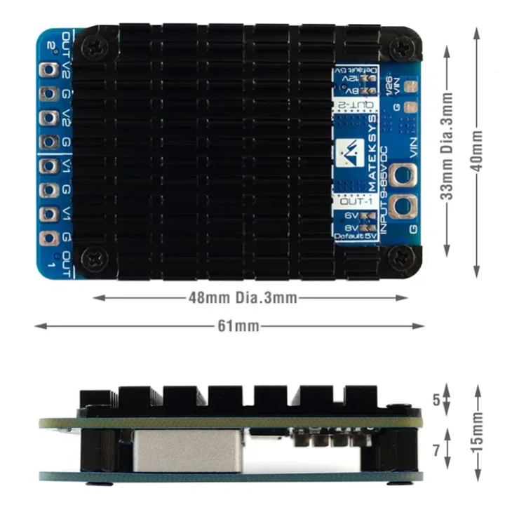 For MATEKSYS PM20S-2 Power Module Two Independent 9v-85v DC Buck Regulators for Remote Lipo RC FPV Drones