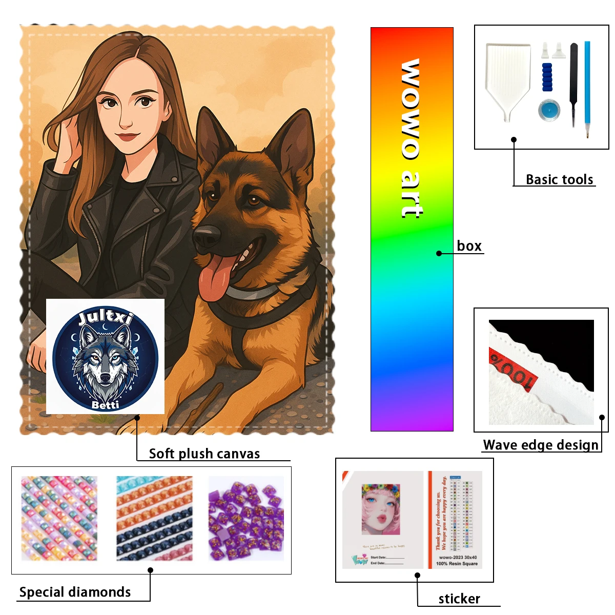 

【Betti_ Diamond Art】Niña y su perro 100% resin diamonds, crystal diamonds, AB diamonds,