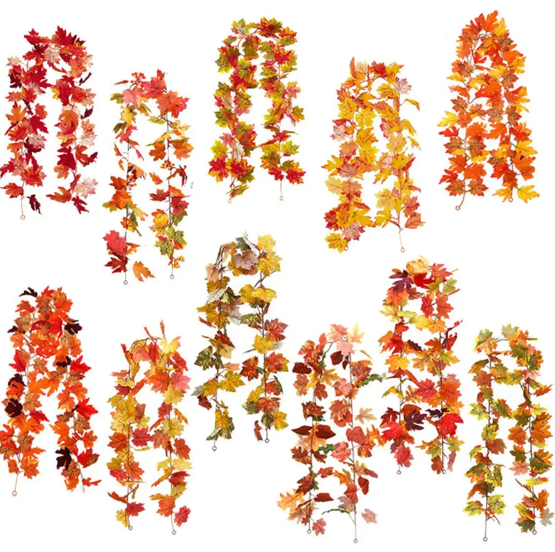 200cm künstliche rote Ahornblatt-Rebe girlande im Freien hängende Weinblatt bogen garten Thanksgiving Halloween Herbst dekoration – Detail 1