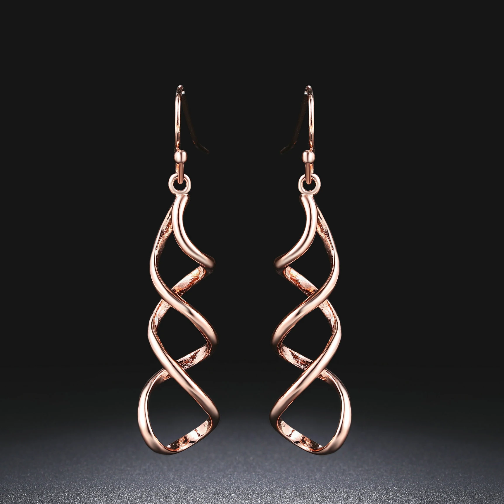 Simple Spiral Curved Long Drop Earrings for Women Hanging Piercing Wave Designer Ear Hook Earing Party Fashion Jewelry KC156