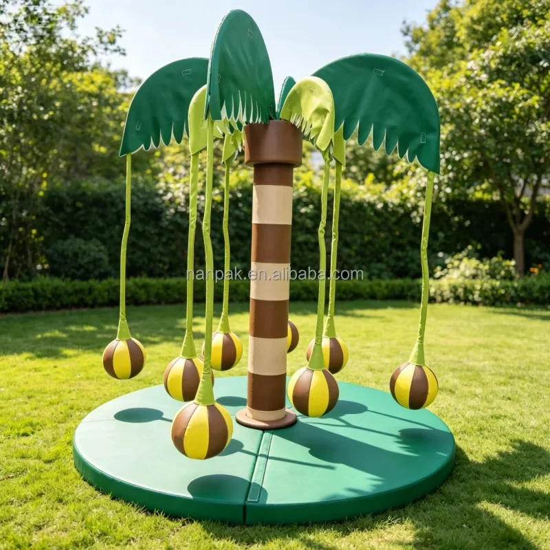 Soft Play Coconut Tree Swing Carousel Electric Rotating Palm Tree Merry Go Round for Kids Indoor Playground Equipment