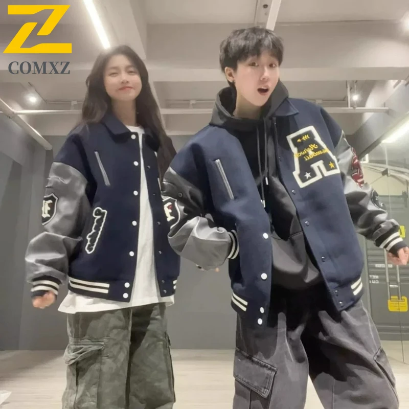 

COMXZ Men Varsity Jacket Handsome Loose Versatile Ins Casual Spring Autumn Trendy Street Jackets Travel Fashion Streetwear Coat