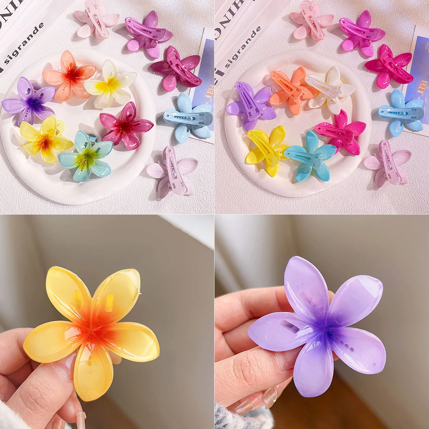 

Hawaiian Flowers Hair Clips Claw Acrylic Girls Hairpin Crab Summer Beach Party Bohemia Hair Accessories Wedding Birthday Gift