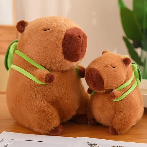 Capybara 봉제 인형 장난감, 카와이 동물 솜털 Capybara 딸기 거북이 슬랩 팔찌 키체인 생일 선물