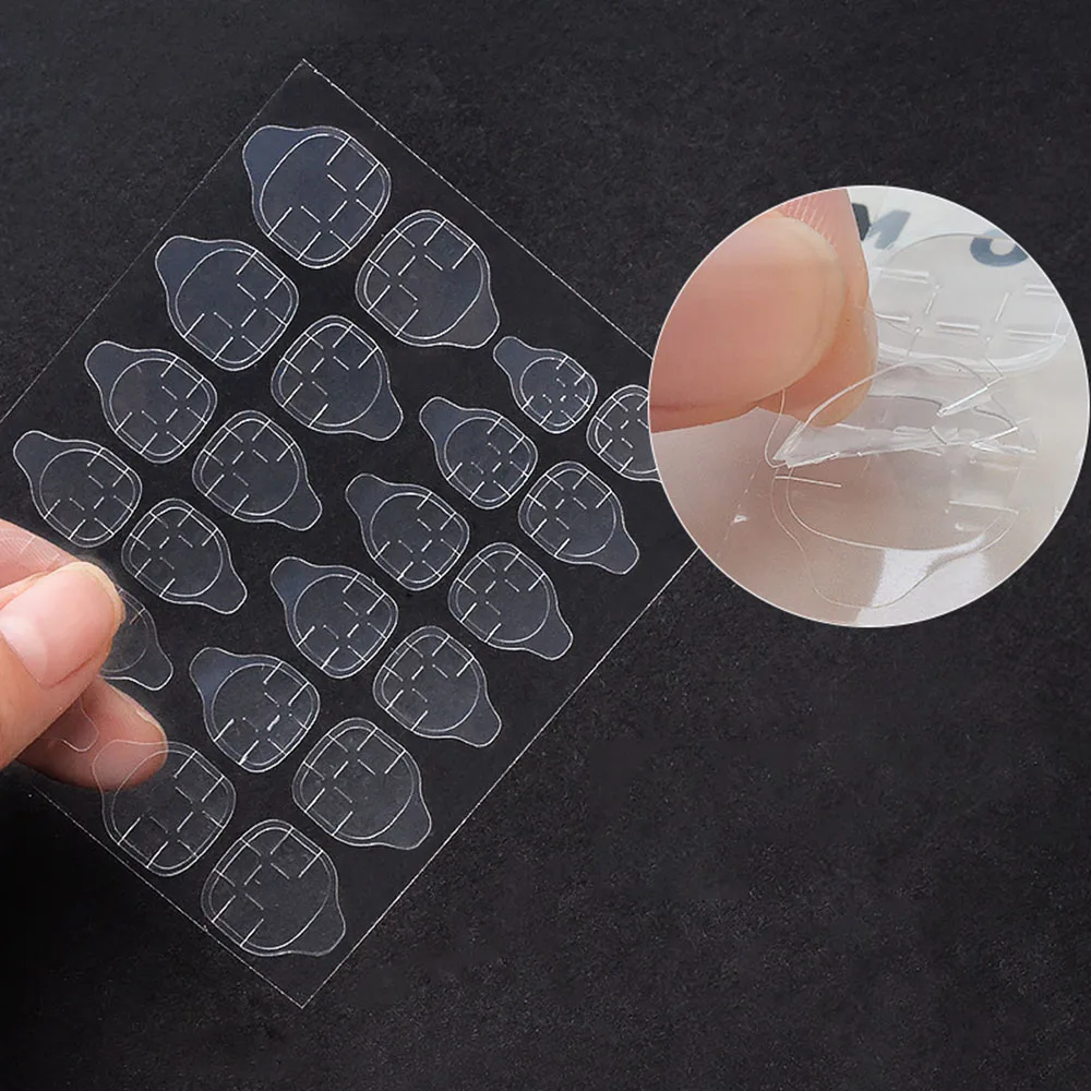 288 Stück (12 Blatt) doppelseitiger Kleber-Nagelaufkleber zum Aufdrücken von Nagelkleberlaschen, wasserfest, atmungsaktiv, transparent – Detail 4
