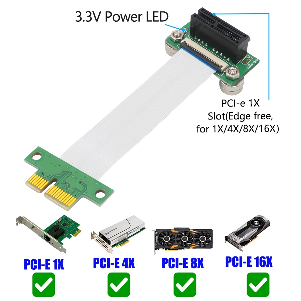 Câble d'extension PCI-e 36 broches avec LED d'alimentation 3.3v et pied magnétique, Version améliorée