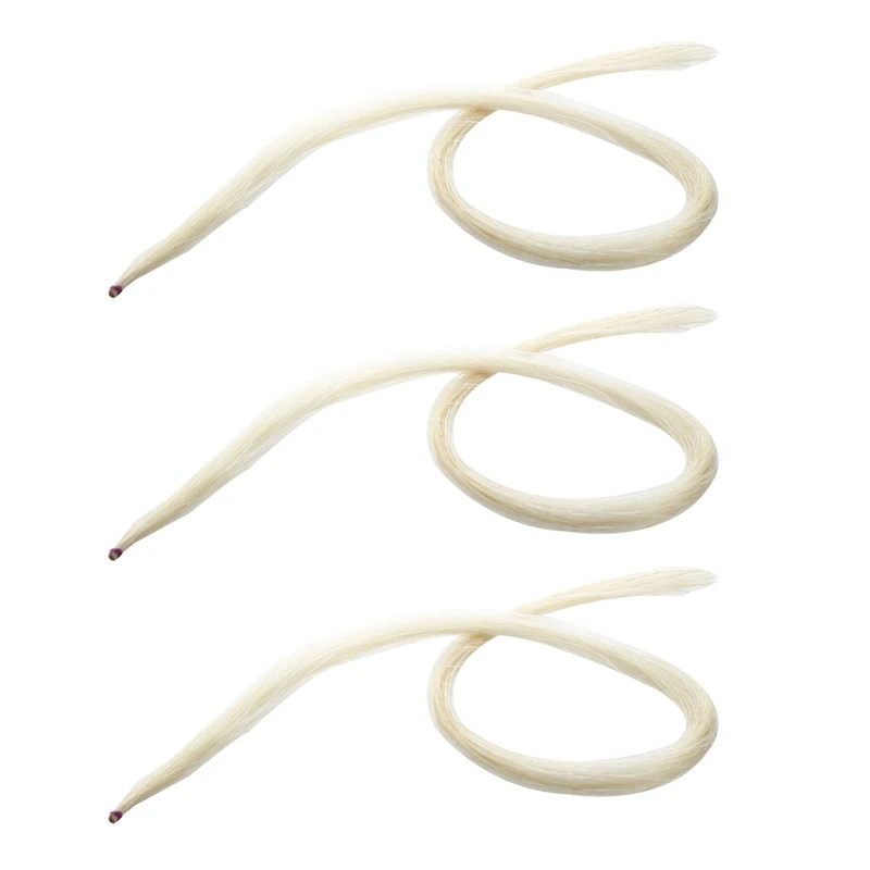 3Pcs 32 Inch 80Cm Violin Bow Violin Natural Hair Horsehair White