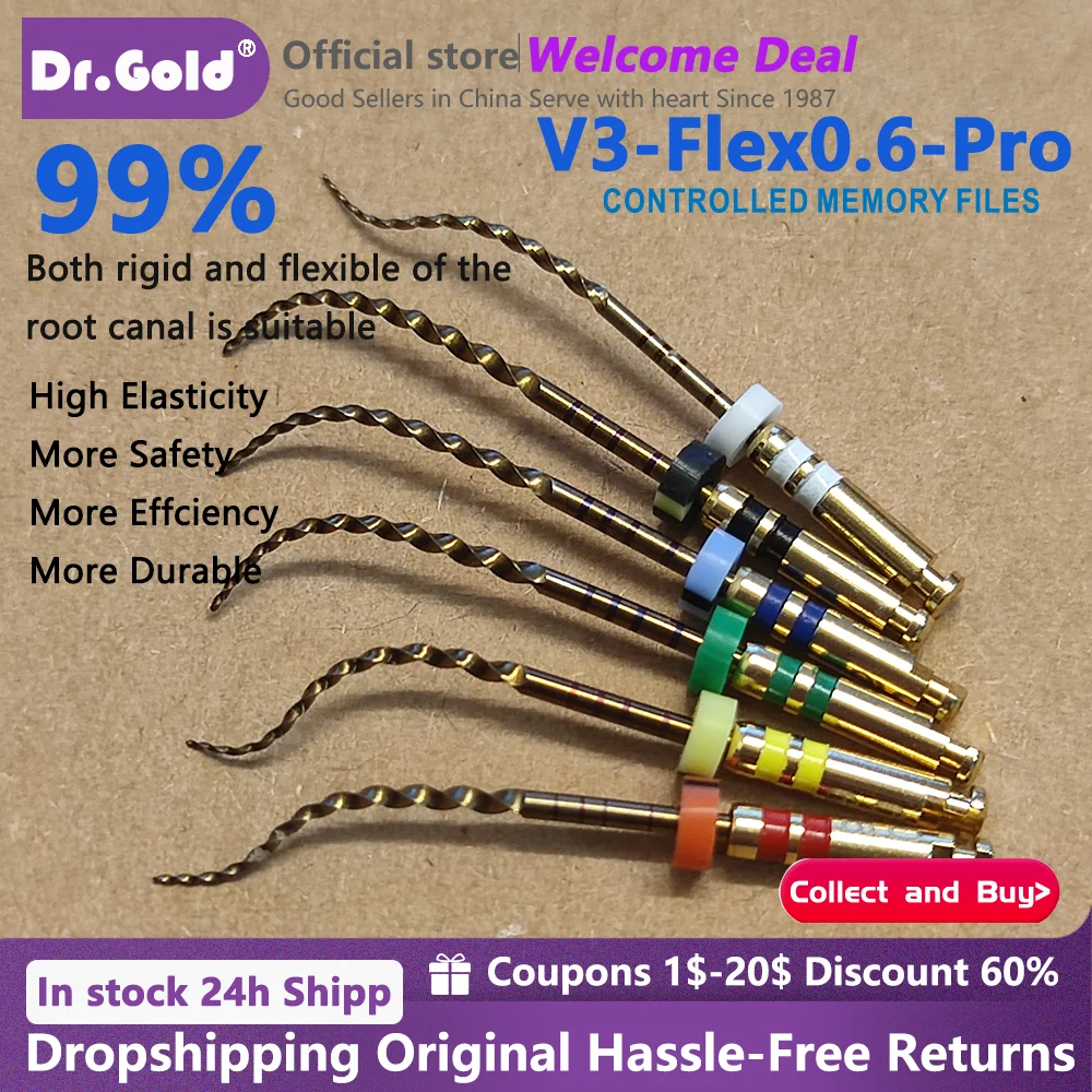 

6Pcs/Box Dental NiTi Rotary File 4006#Enhanced Material Optimal Cutting Power Flexibility Endurance Endodontic Therapy dentistry
