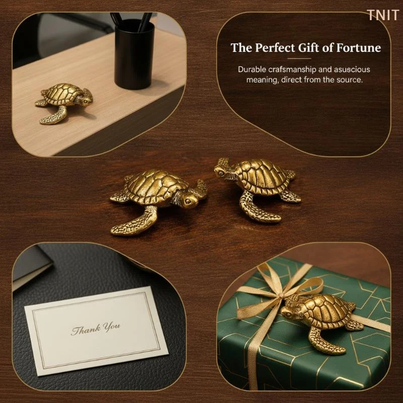 [J] Solid Brass Sea Turtle Figurine Vintage Statue Ornament Tabletop Home Decor Craft Gift