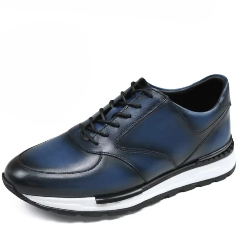 

Genuine Leather Casual Sports Shoes for Men's High-end Business Comfortable Breathable Luxury Thick Sole Height Increasing Shoes