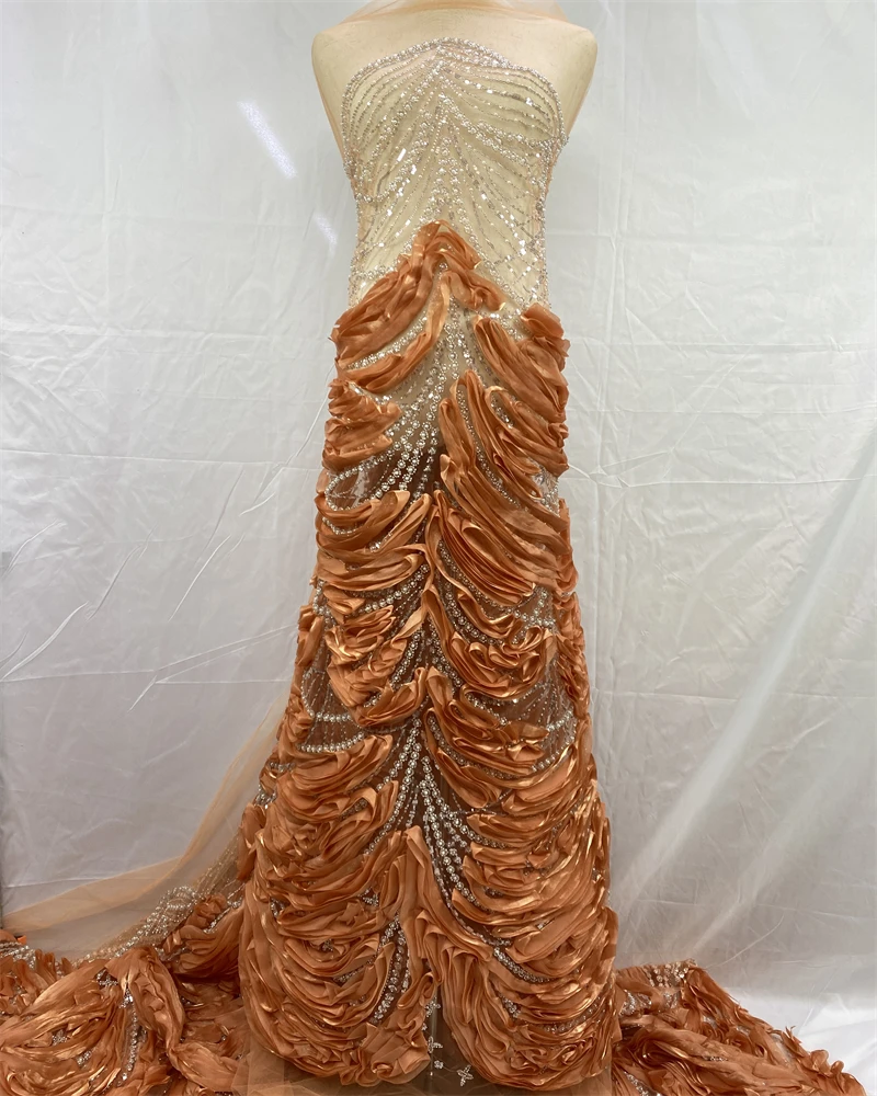 ผ้าลูกปัดคุณภาพสูง ผ้าปักเลื่อมหรูหราสไตล์แอฟริกันล่าสุด ผ้าปักลายเจ้าบ่าว ผ้าลูกไม้ฝรั่งเศสสำหรับตัดเย็บชุดแต่งงาน