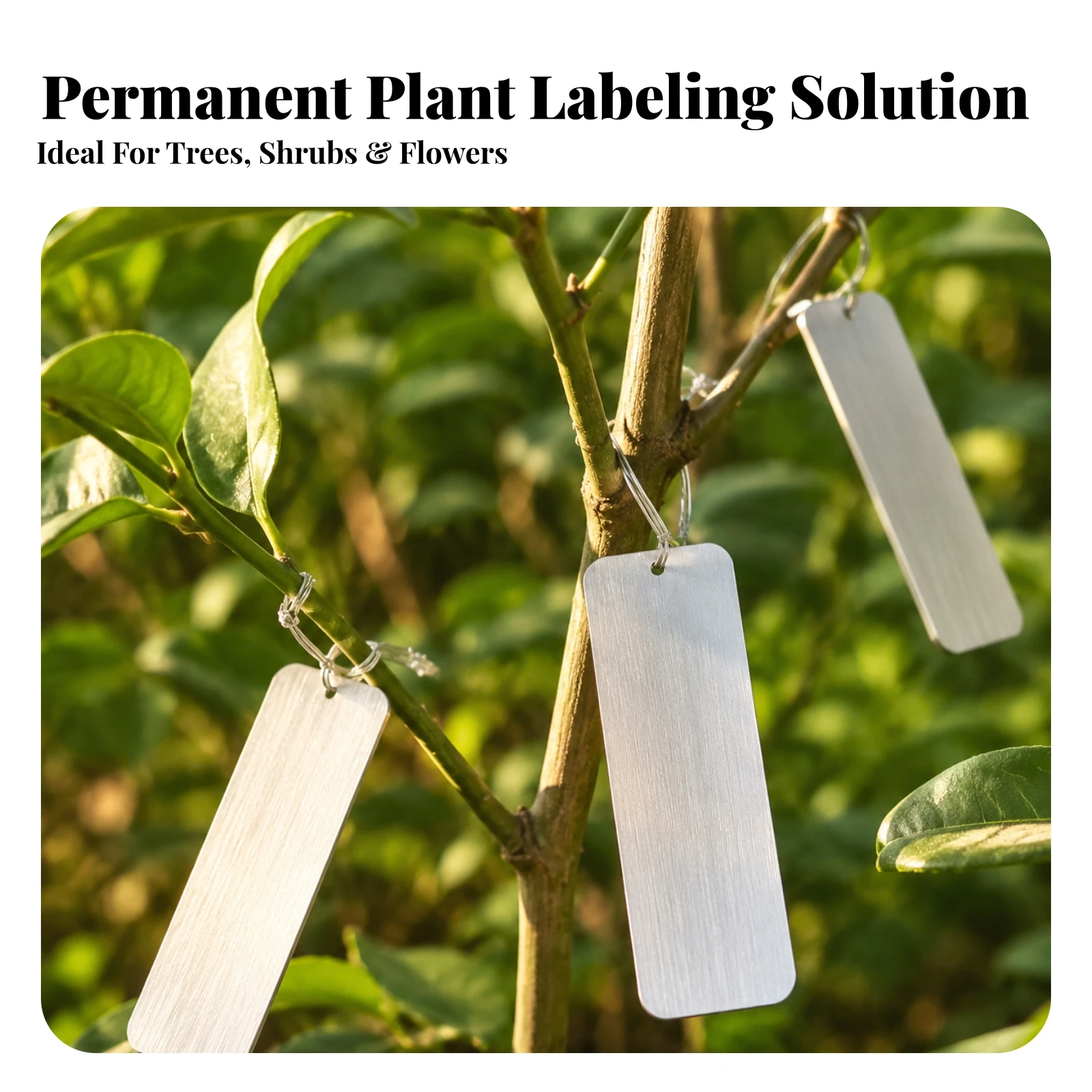 100 Pieces Aluminum Plant Tags Waterproof Aluminum Plant Tag with Hanging Wire Write-on Garden Marker with Wire for Gardeners