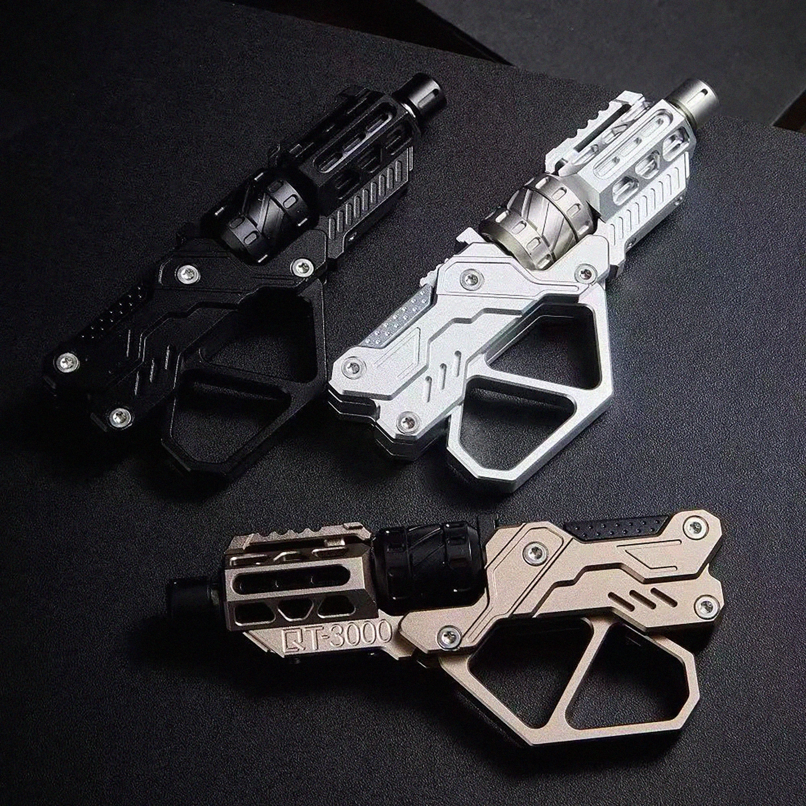 EDC Toy QT-3000 Fidget Slider Revolver Flip Pistol Fidget Spinner Metal Card Push Fidget Gear Gadget Stress Relief Boys Gift