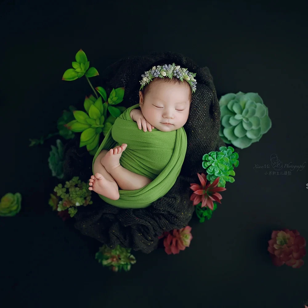 Newborn Photography Props Simulated Lotus Combination + Artificial Flower Headwear Set Baby Boys Girls Studio Photo Accessories