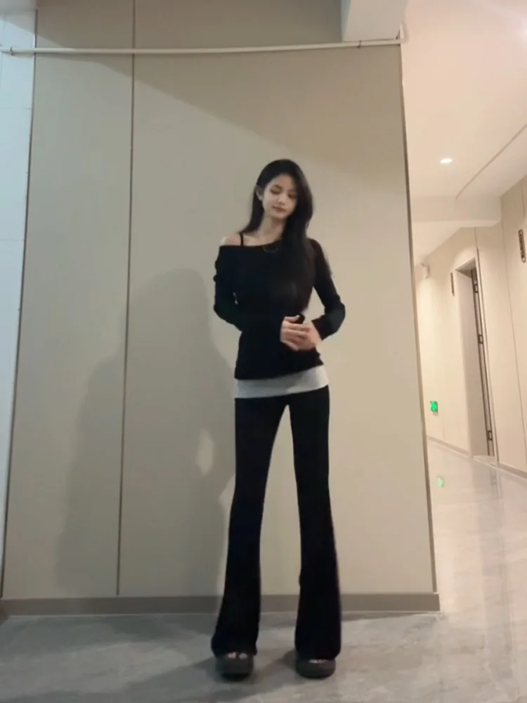 Damskie spodnie capri z niskim stanem, ocieplane, wyszczuplające, patchworkowe, w kontrastowych kolorach, wiosenne, modne, z wąskimi nogawkami.