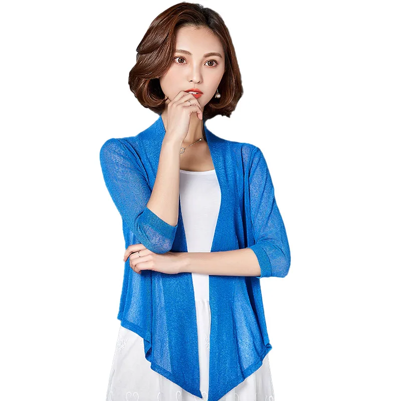 Women\'s Open Front Half Chiffon Beach Shirt, Women Blouses, Kimono Cardigan, Casual Cardigan, Summer Clothing, New, 2024