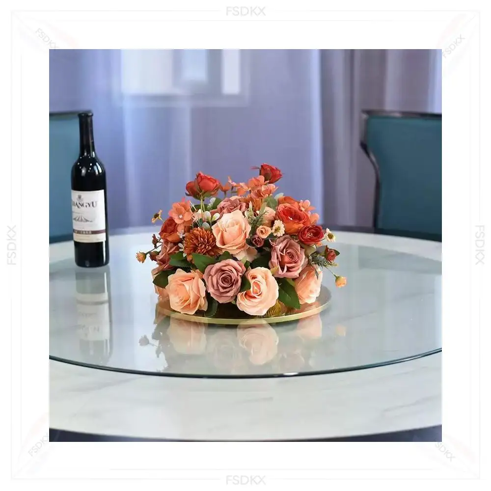 

FSDKX New Design Hot Pink Rose Orange Event Party Baby Shower Artificial Flower Ball Wedding Centerpieces Floral