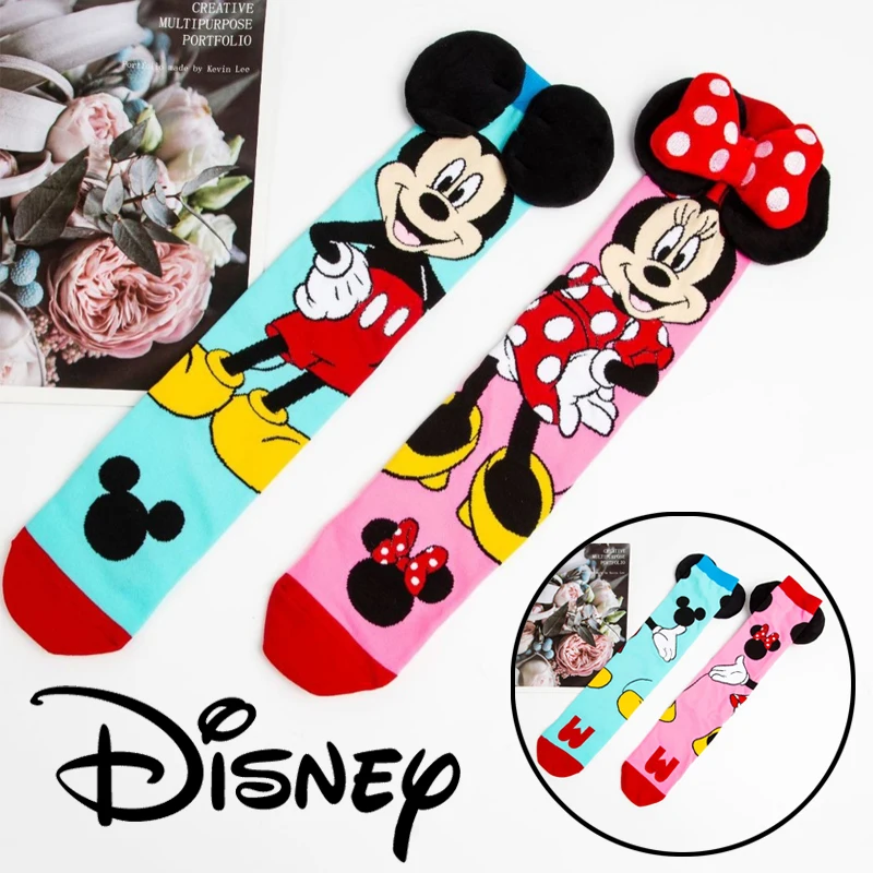 Disney Mickey Mouse Socks Children\'s Padded Warm Mid-Calf Socks Girls Winter Soft Funny Sleep Floor Cotton Socks Christmas Gift