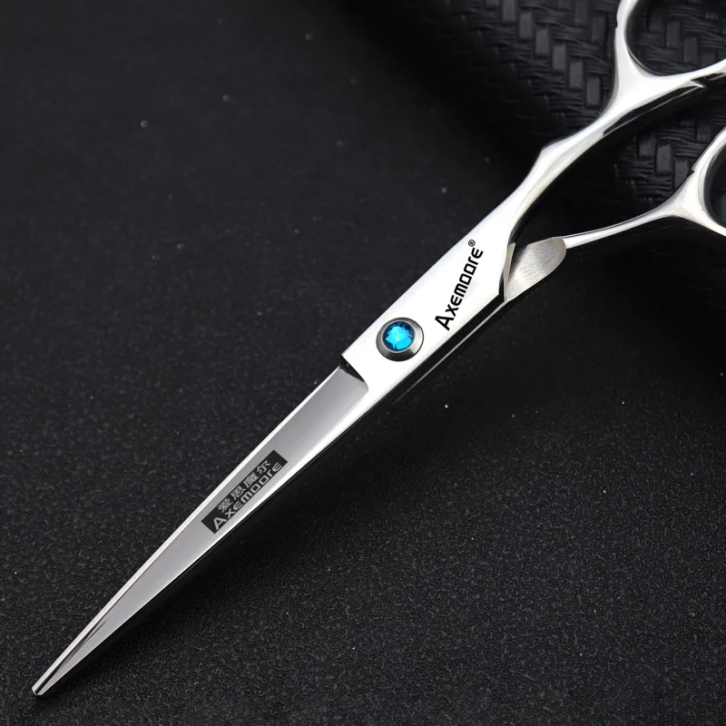 AXEMOORE silver Japan 440c 6 inch stainless steel cutting scissors professional hairdresser scissors hair scissors