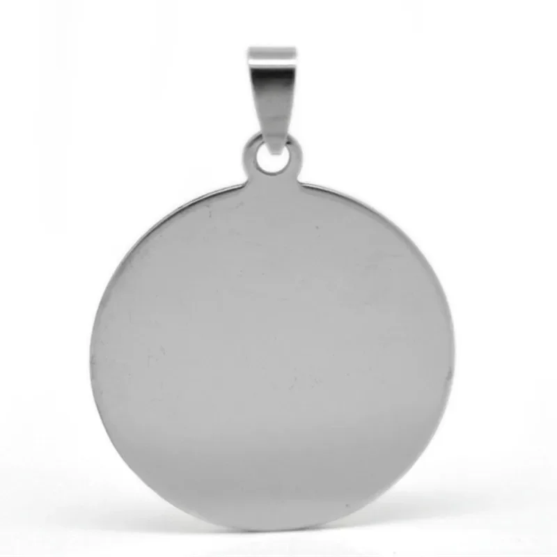 5Pcs Pendants Blank Stamping Tags Round Silver Tone 4.6x3.4cm(1 6/8