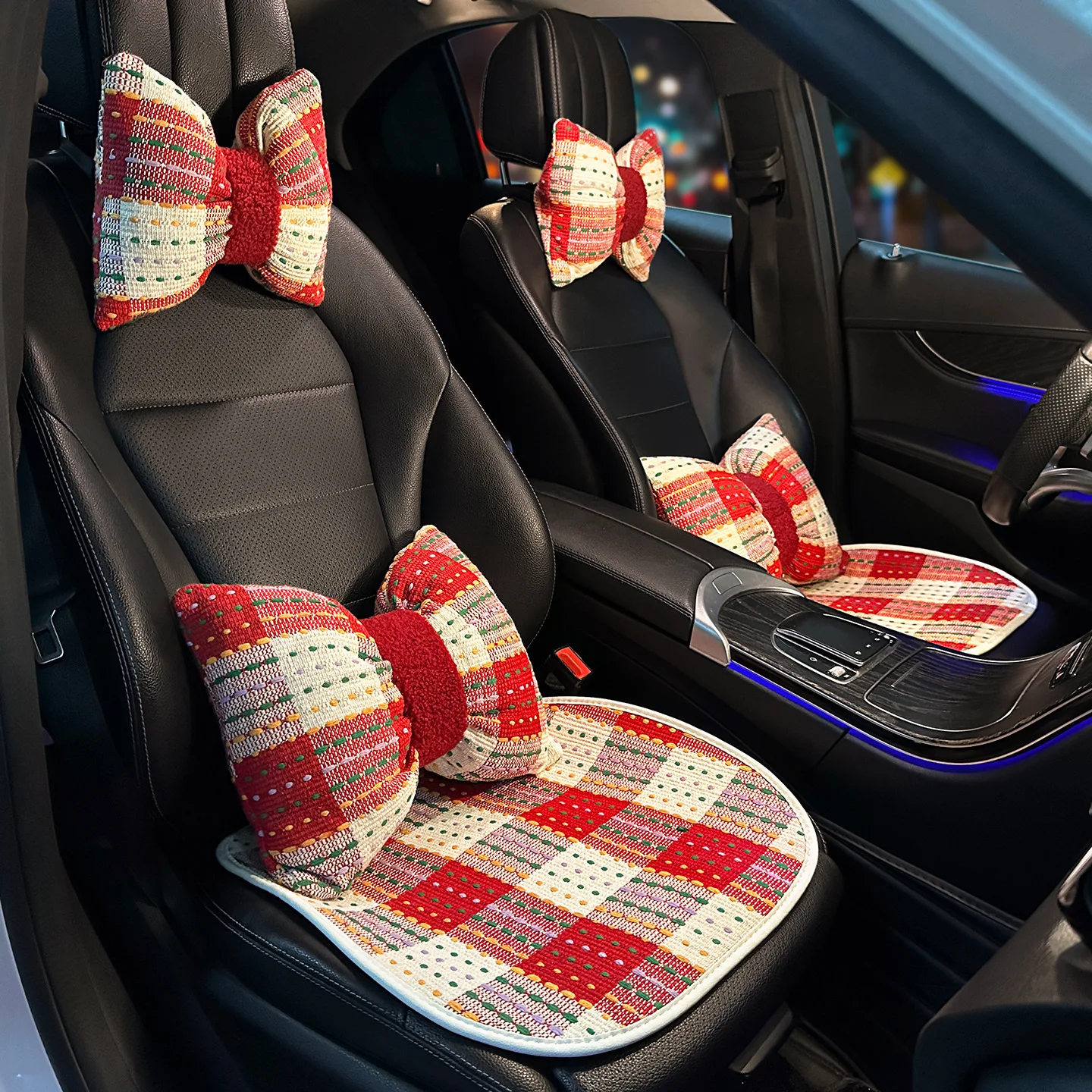 

New Bowknot Car Headrest Pillow Lovely Auto Seat Head Support Neck Protector Cushion Plush Automobiles Lumbar Rest Car Kits