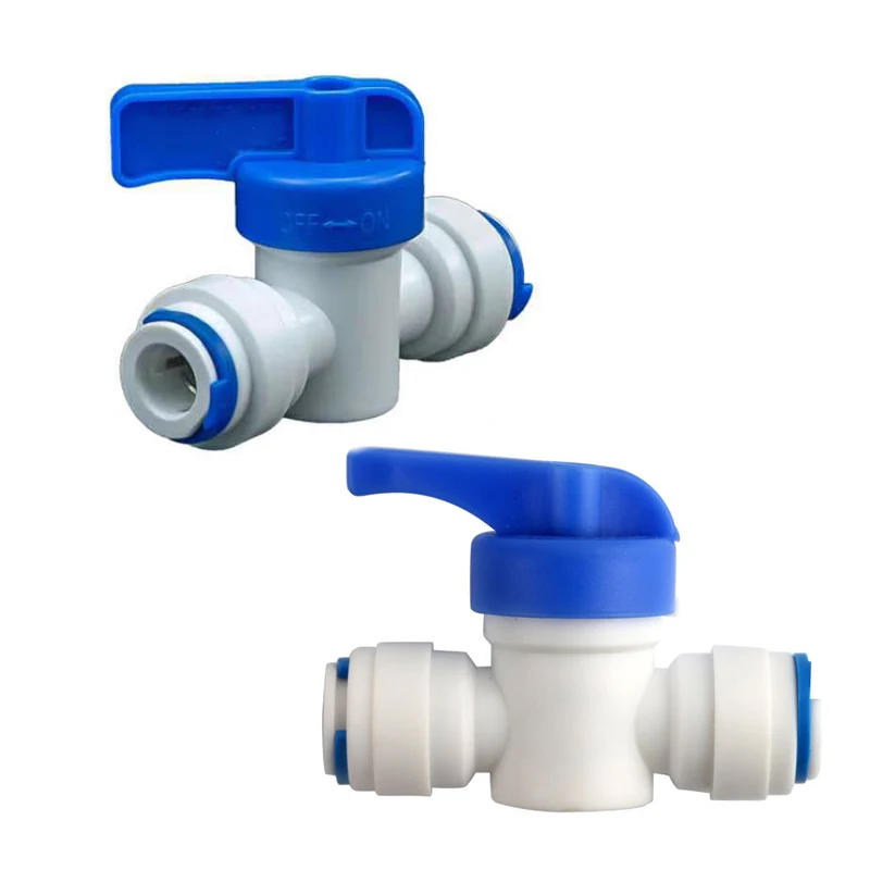 1Pcs Aquarium Fitting RO Water Straight Plastic Ball Valve with Quick Connect 1/4' 3/8' OD Hose Male Reverse Osmosis Connector