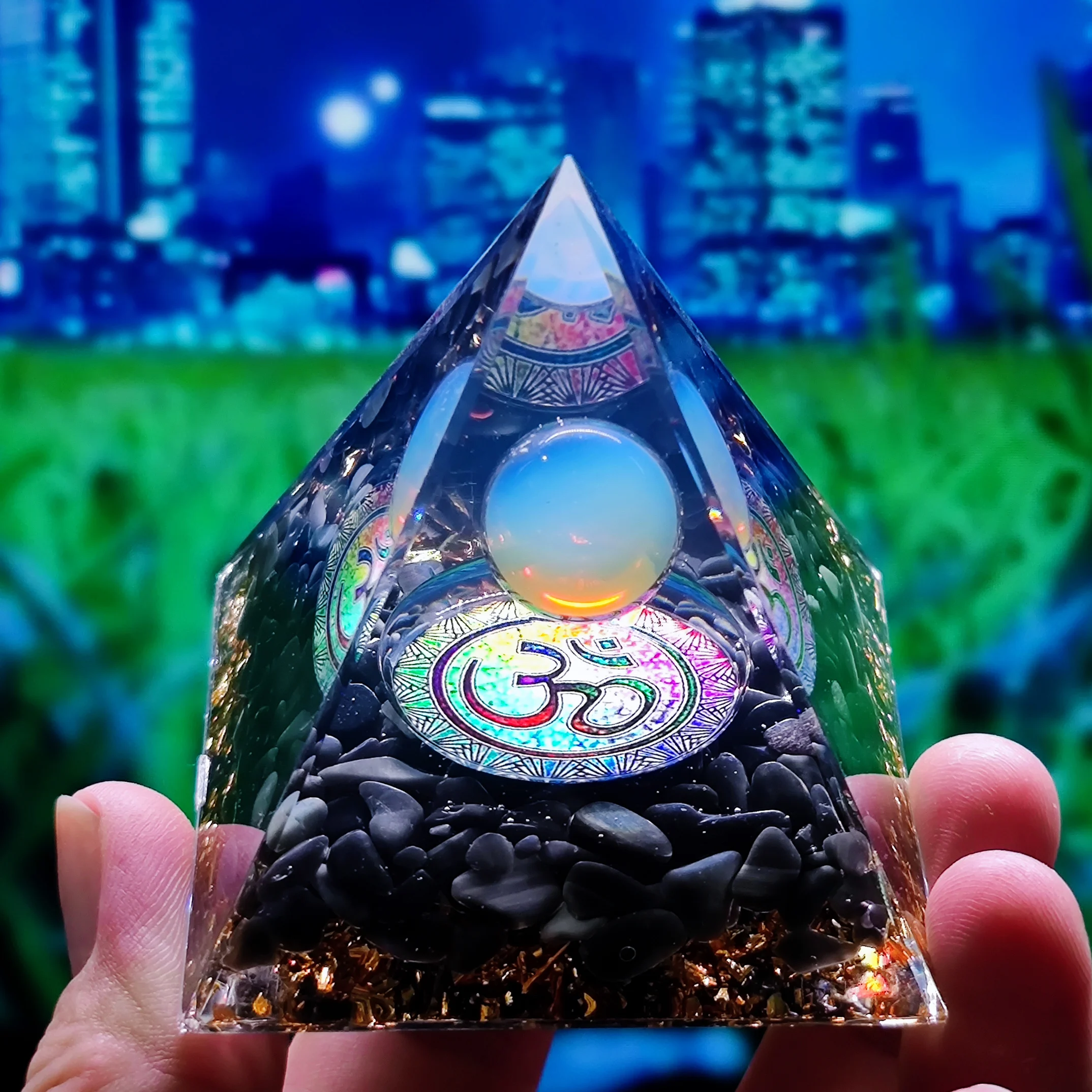 Naturstein-Amethyst-Kristall, Energiegenerator, Orgon-Pyramide für E-Energie-Schutz, Heilung, Meditation, Orgon-Kristall-Chakra