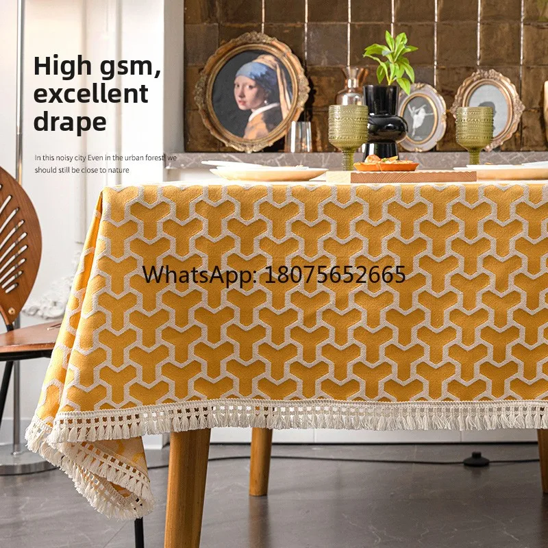 American-style tablecloth, vintage green art tablecloth, faux cotton linen coffee table cloth