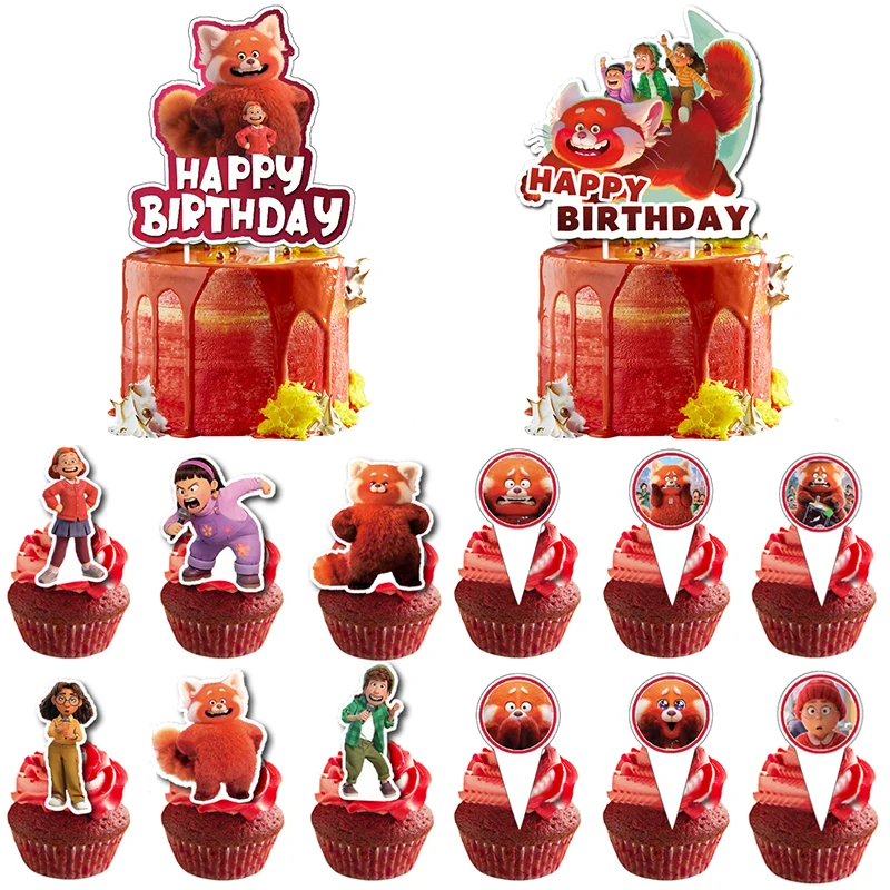 Disney Turning Red Birthday Party Cake Topper Cartoon Red Panda Mei Birthday Party Decor Baby Shower Party Supplies Decoration