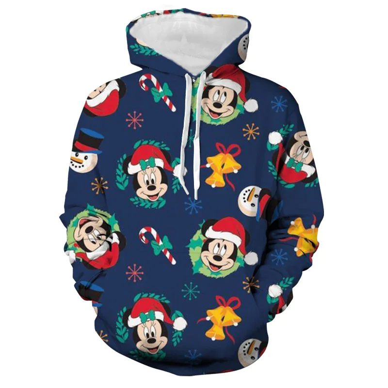 

New Christmas Collection Hoodie Street Style Men's Fall Long Sleeve Disney Brand Mickey and Minnie 3D Printed Casual Sweatshirt