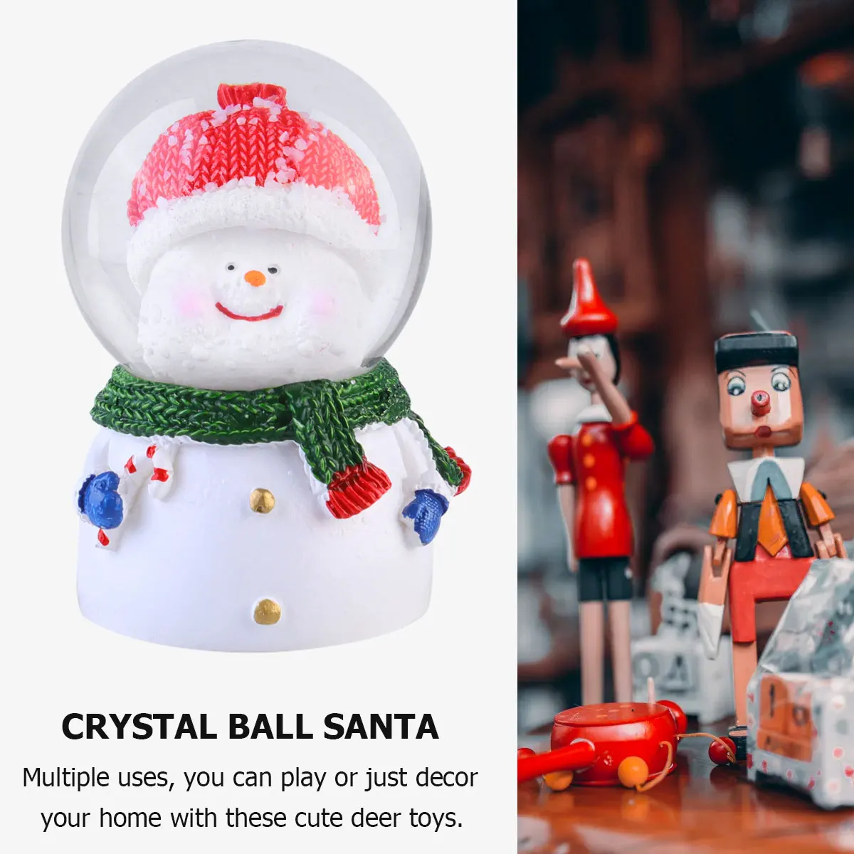 

Lamped Ball Mini Snow Globe Christmas Decorations for Snowman Ornament Indoor