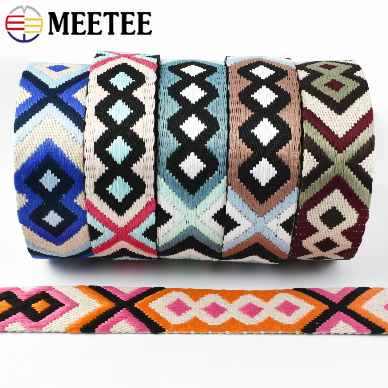 1/2/3/5Meters 38/50mm Printed Jacquard Webbing Tapes Backpack Strap Belt Ribbons Clothes Decor Bias Band DIY Sewing Accessories