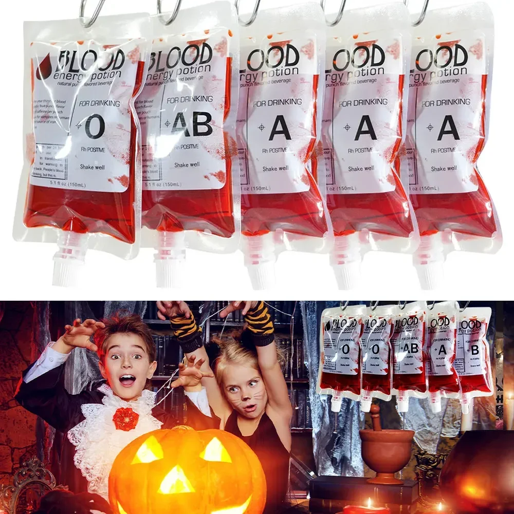 Hot Sell Halloween Cosplay Drink Container Bag ,Zombie drink bag,Vampire/Hospital Theme Party Prop,Food grade PVC beverage bag