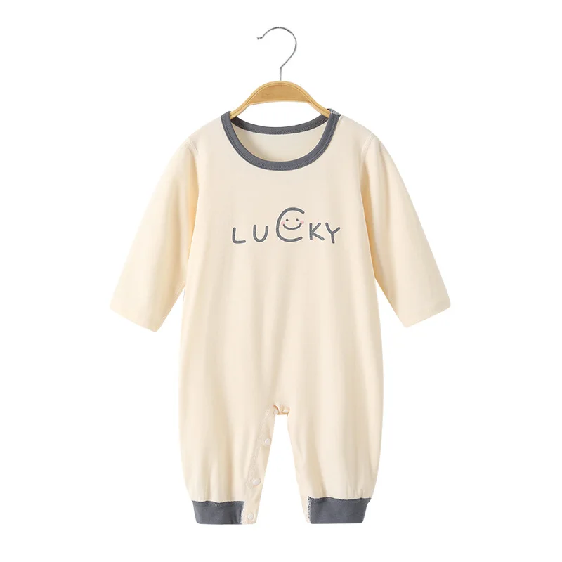 

Baby Letter Cartoon Climbing Clothes Cotton Bodysuit Boys and Girls Baby Backing Autumn Clothes Spring and Autumn