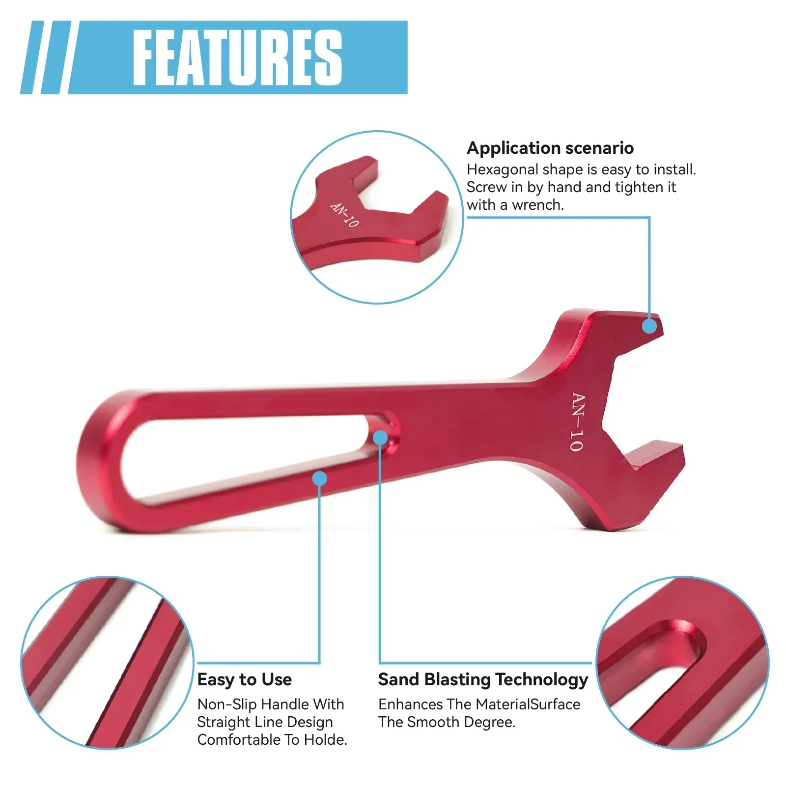 Aluminum AN Hose Fitting Tool Set 6 Piece Lightweight Durable Wrench Kit for Automotive AN3 to AN16 Fittings Universal