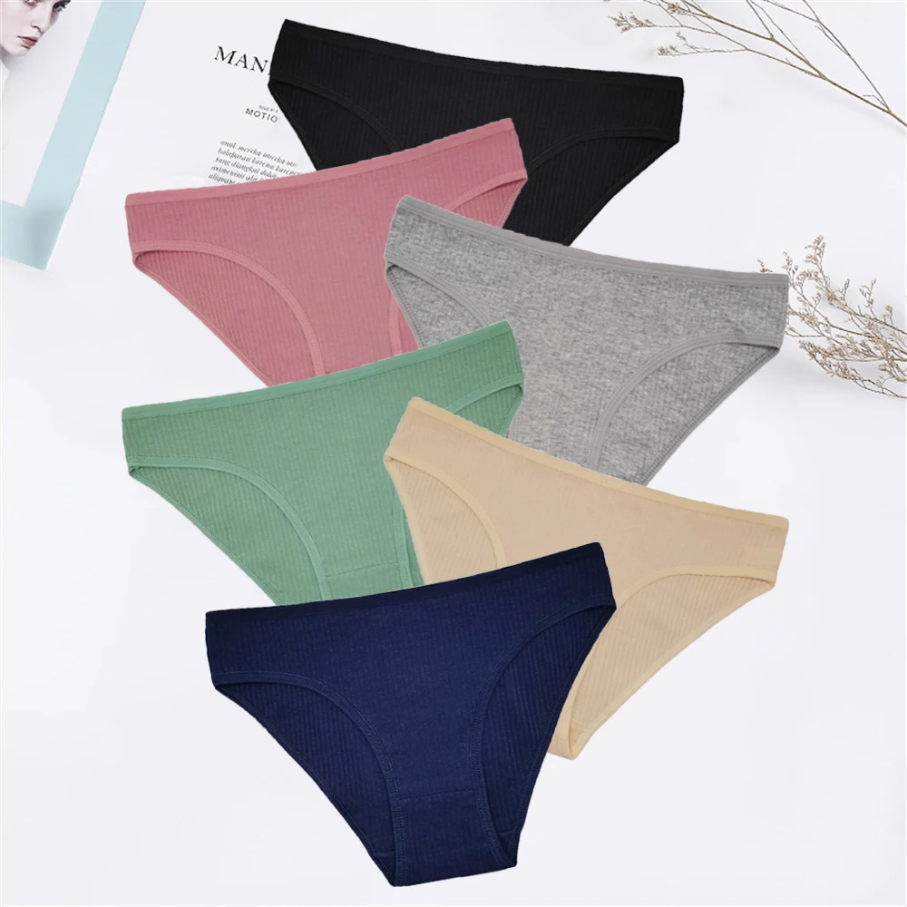 Panties for Woman Underwear Cotton Sexy Breathable Soft Lingerie Female Briefs Girls Cute Solid Color Underpants 3 Pcs/set