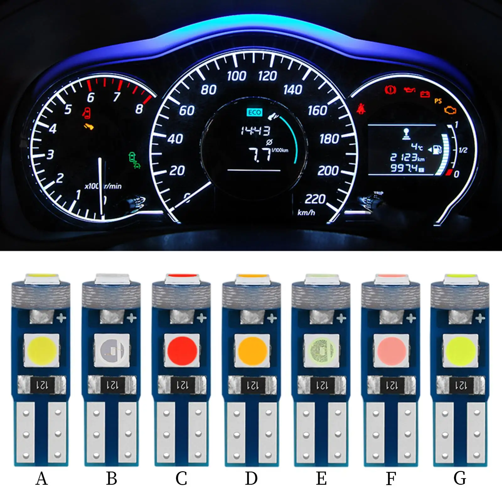 

Car Lled Dashboard Light Signal Bulbs T5 3SMD for Instrument Lights