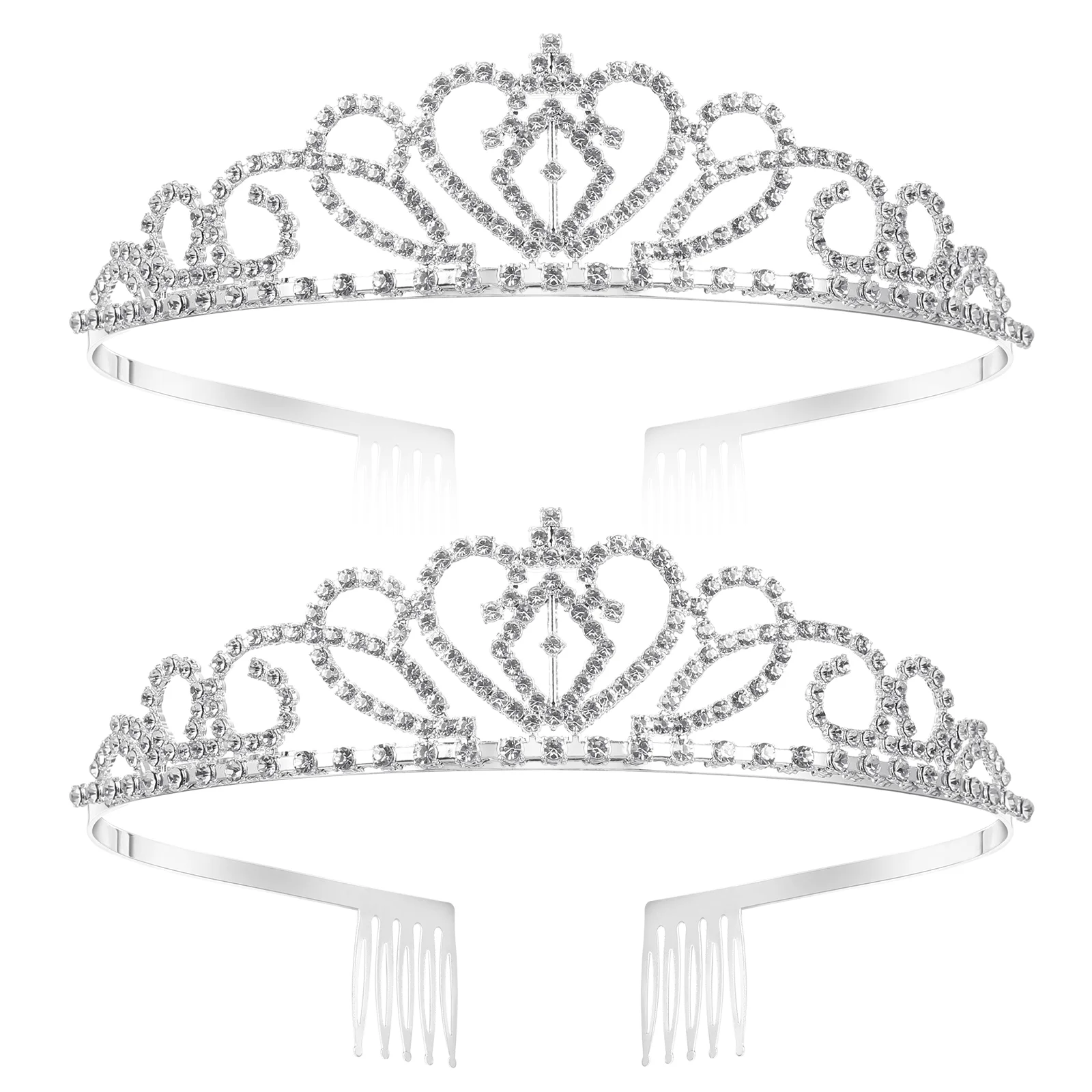 

FRCOLOR 2pcs Wedding Bridal Rhinestone Tiara / Crown / Hairband / Hair Loop with Small Comb (Sliver)