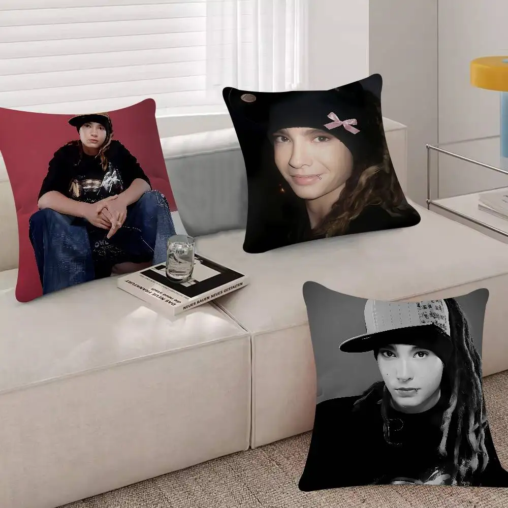 Bill Tom Kaulitz T-Tokio Hotel 45*45cm Cushion Cover Cushion Covers Natural Linen Breathable Sofa Bedroom Decor Pillowcase