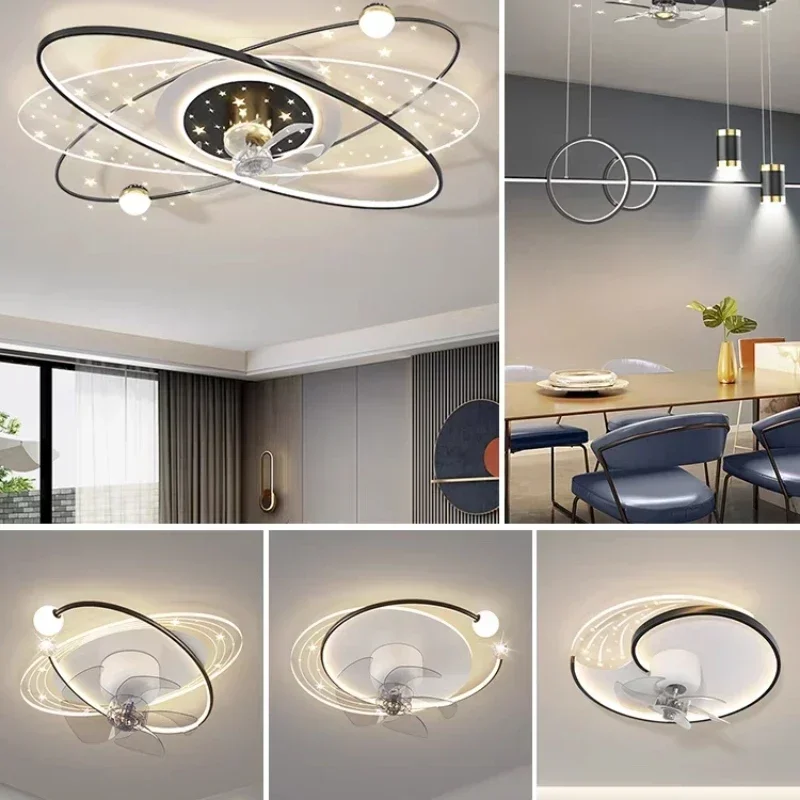 New Modern Living Room Ceiling Fan Light Led Smart Silent Fan Pendant Lamp For Bedroom Kitchen Home Decoration Luster Fixtures